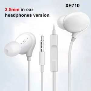Metron XE710 Wired In-Ear Earphones with Mic | 3.5mm Jack Stereo Bass Earbuds | Noise Isolating Headphones | HD Call Mic | Universal Compatibility (White)