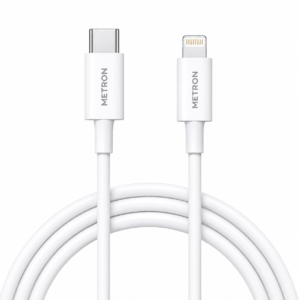 METRON USB Type-C to Lightning Fast Charging Cable | PD 20W/27W Fast Charge | High-Speed Data Sync | 1 Meter | White