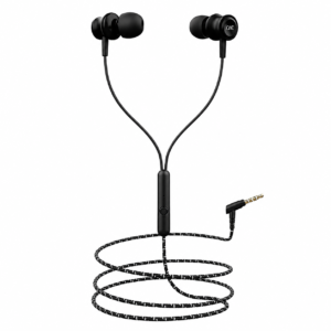 METRON Wired In-Ear Earphones with Mic | 3.5mm Jack | Deep Bass Stereo Sound | Braided Tangle-Free Cable | In-Line Controls | Universal Compatibility | Black