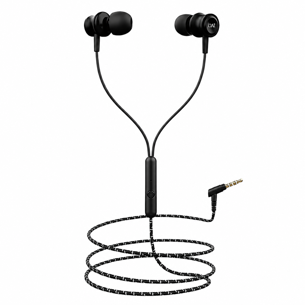 METRON Wired In-Ear Earphones with Mic | 3.5mm Jack | Deep Bass Stereo Sound | Braided Tangle-Free Cable | In-Line Controls | Universal Compatibility | Black