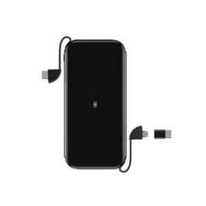 Metron 2-in-1 Type-C Fast Charging Power Bank | Built-in Type-C Cable | Portable Slim Design | Black