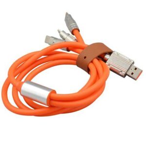 Metron 3-in-1 Magnetic Fast Charging Cable | USB to Type-C, Micro USB & Lightning | Silicone Data Cable | Orange | 1 Meter