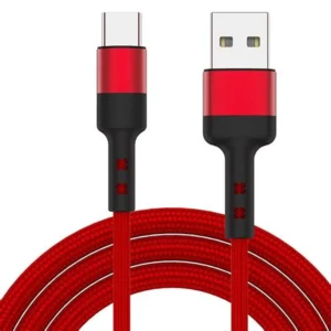 Metron USB to Type-C Fast Charging & Data Cable | Nylon Braided USB-C Charger Cable | 1 Meter | Red