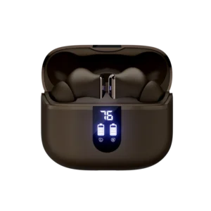 METRON TWS Wireless Bluetooth Earbuds with LED Digital Display | Hi-Fi Stereo Sound | ENC HD Calling | Touch Control | Type-C Fast Charging | Long Battery Backup | Brown