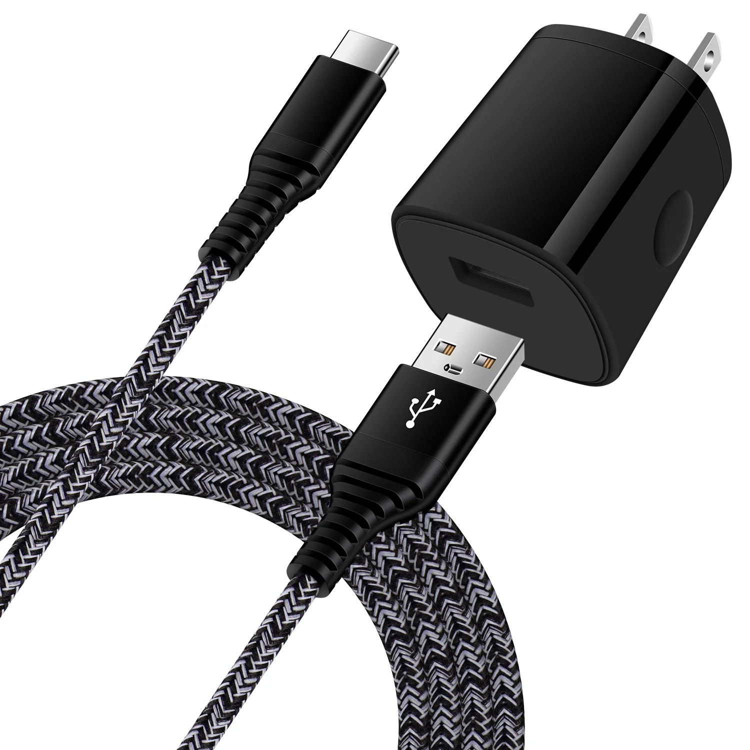 METRON 20W Fast Charging USB Wall Charger with Type-C Cable | USB Power Adapter for Android Smartphones, Tablets & Type-C Devices (Black)