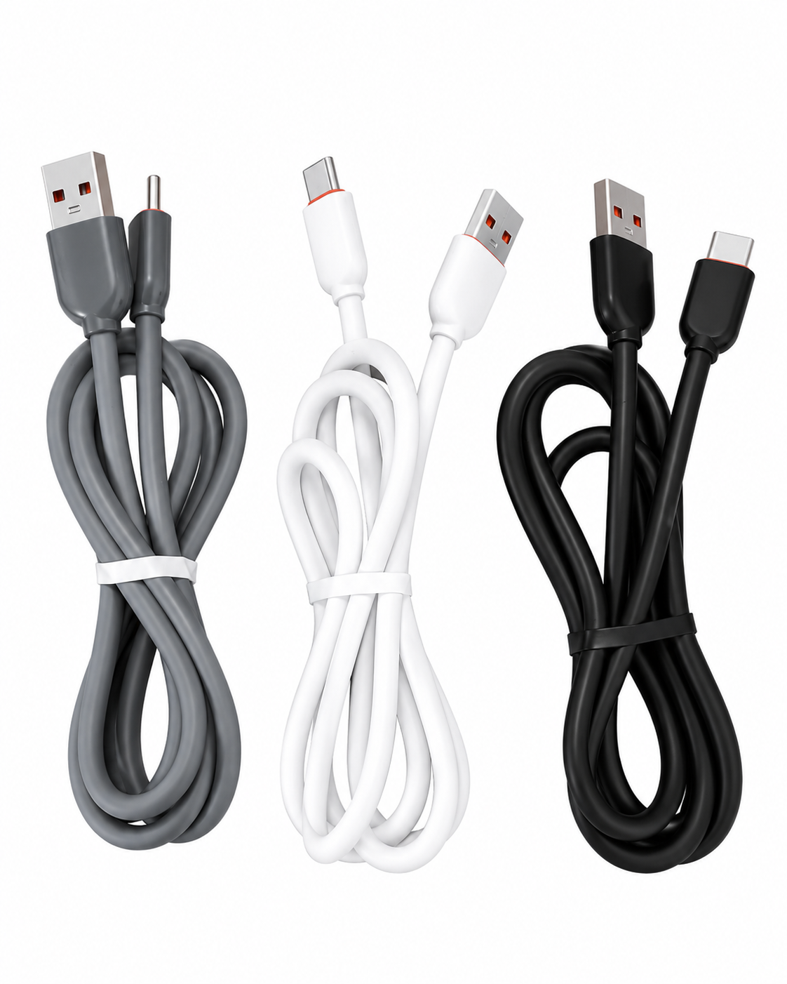 Metron USB to Type-C Fast Charging Data Cable | 6A Super Fast Charge | 1 Meter | High-Speed Data Sync | Compatible with Android Smartphones, Tablets & USB-C Devices (White/Black/Grey)