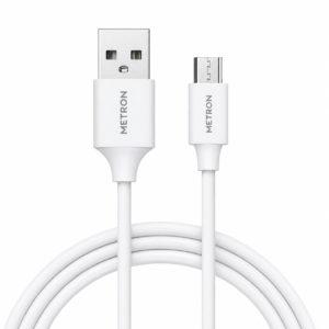 METRON Micro USB Fast Charging Data Cable | USB to Micro USB Charging & Data Sync Cable | High-Speed Fast Charge | White