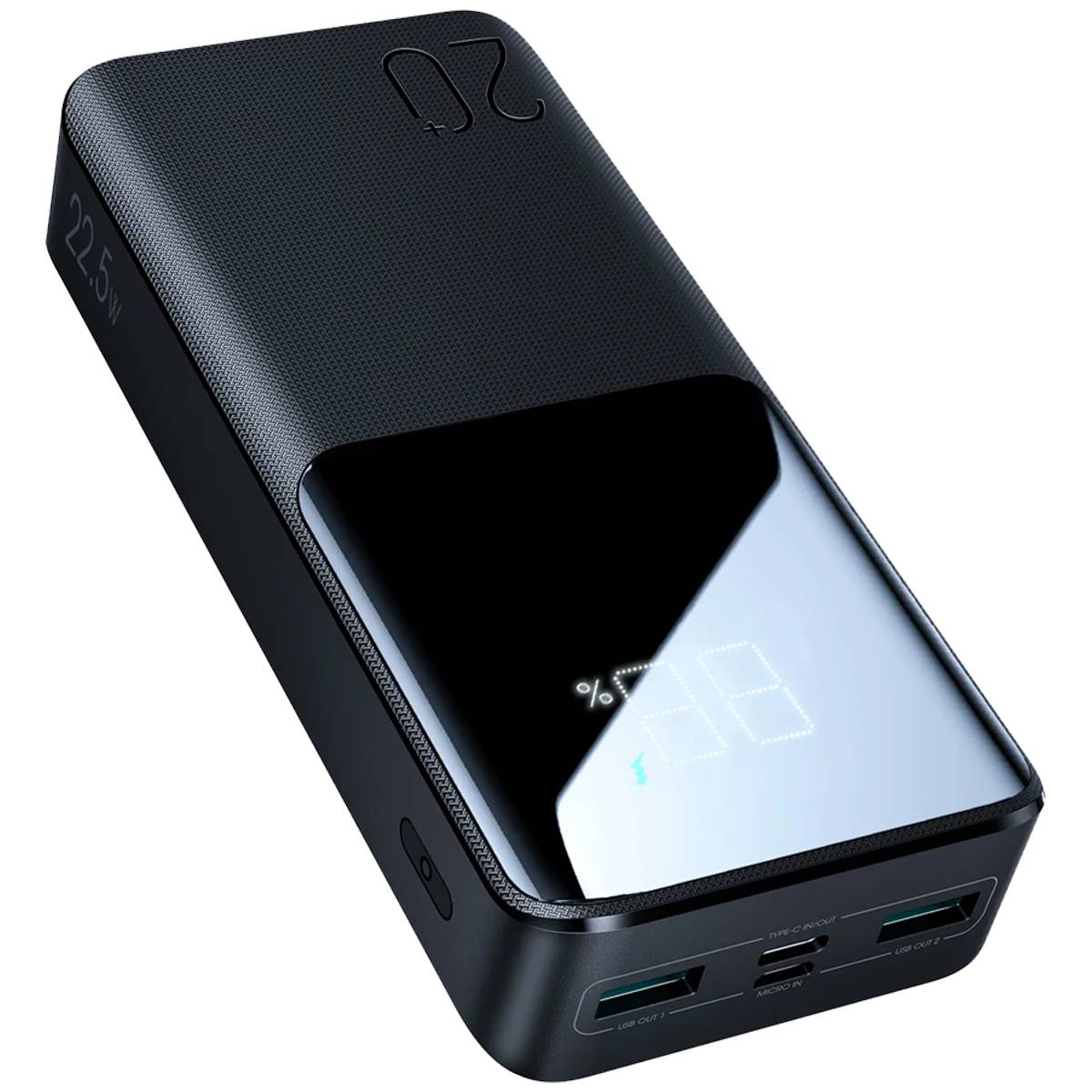 METRON 22500mAh 22.5W Fast Charging Power Bank | Dual USB Output | Type-C & Micro USB Input | LED Digital Display | Portable Battery Pack for Android & iPhone (Black)