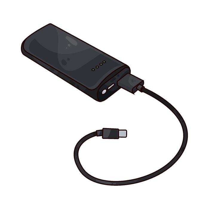 Metron Portable Mini Power Bank with Built-in Type-C Cable | Fast Charging USB-C Power Bank | Pocket Size | Black